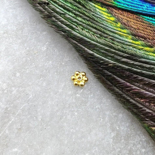 18k Gold Wheel Spacer Bead Jewelry Supplies Sold Pack of 4 - Kanika Creations