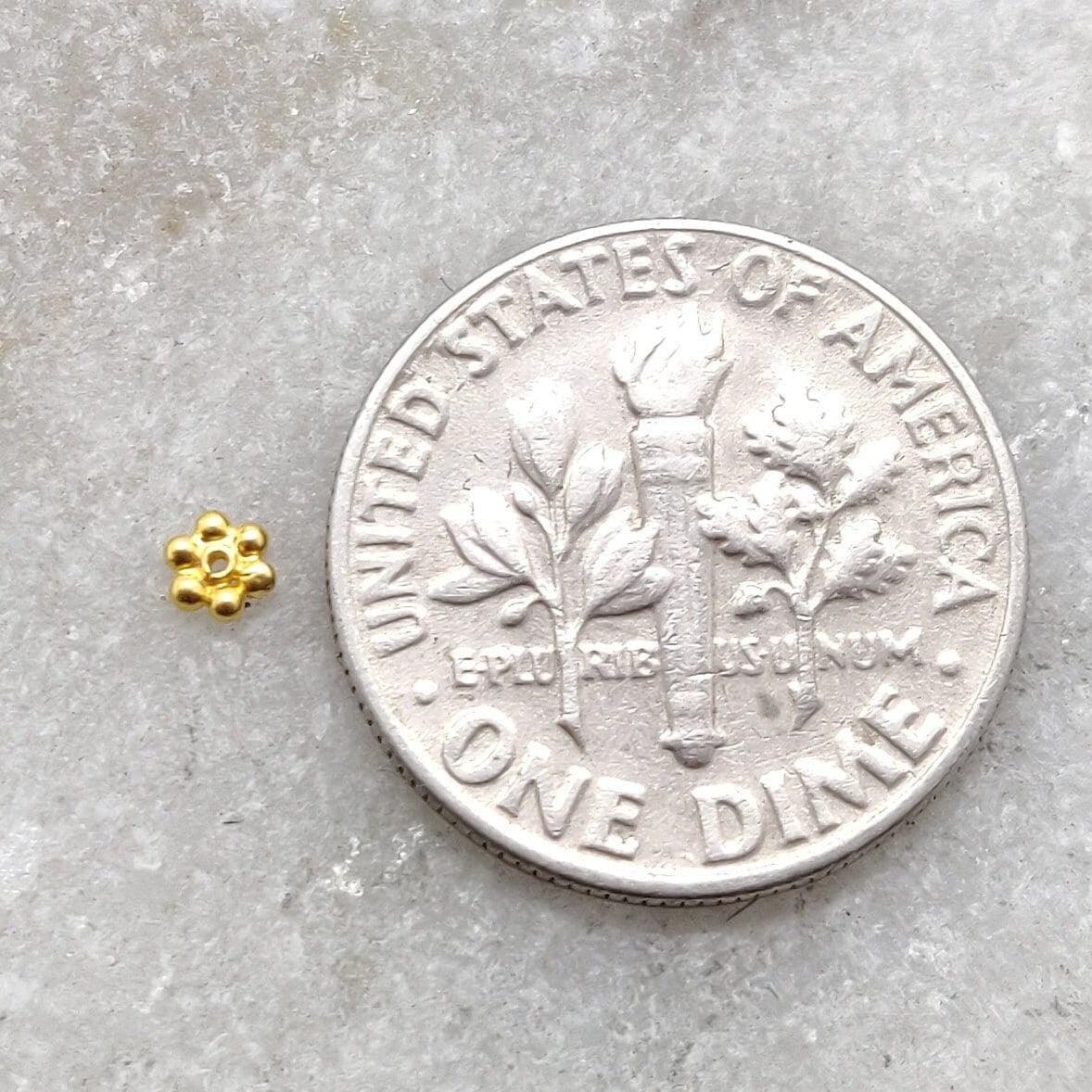 18k Gold Wheel Spacer Bead Jewelry Supplies Sold Pack of 4 - Kanika Creations