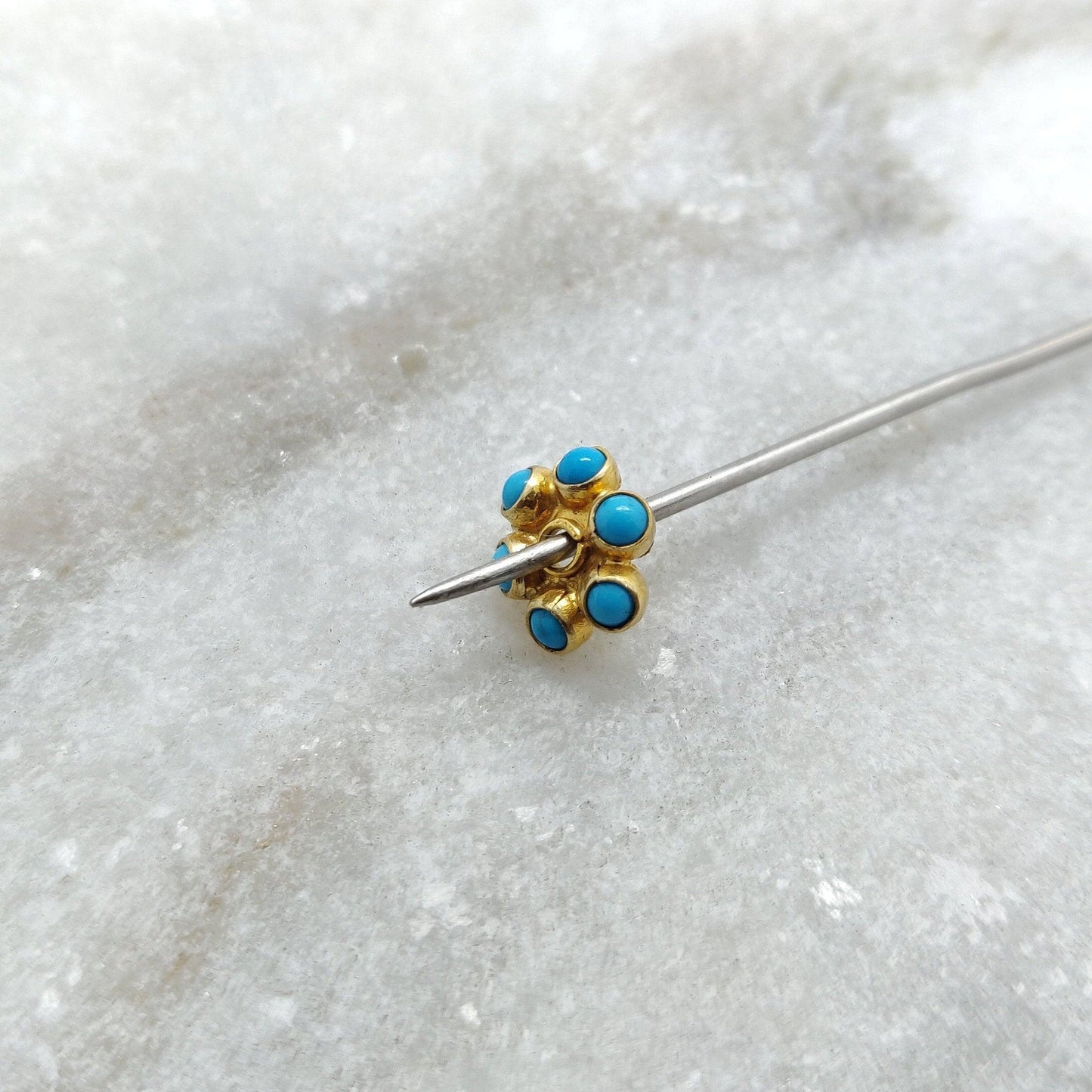 18k Yellow Gold Turquoise Flower Spacer Bead - Kanika Creations