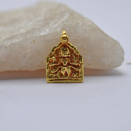 18k Solid Yellow Gold Indian Goddess Durga Pendant - Kanika Creations