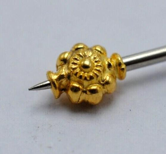 Handmade 18k Gold Engraved Design Fancy Spacer Beads 6mm - Kanika Creations