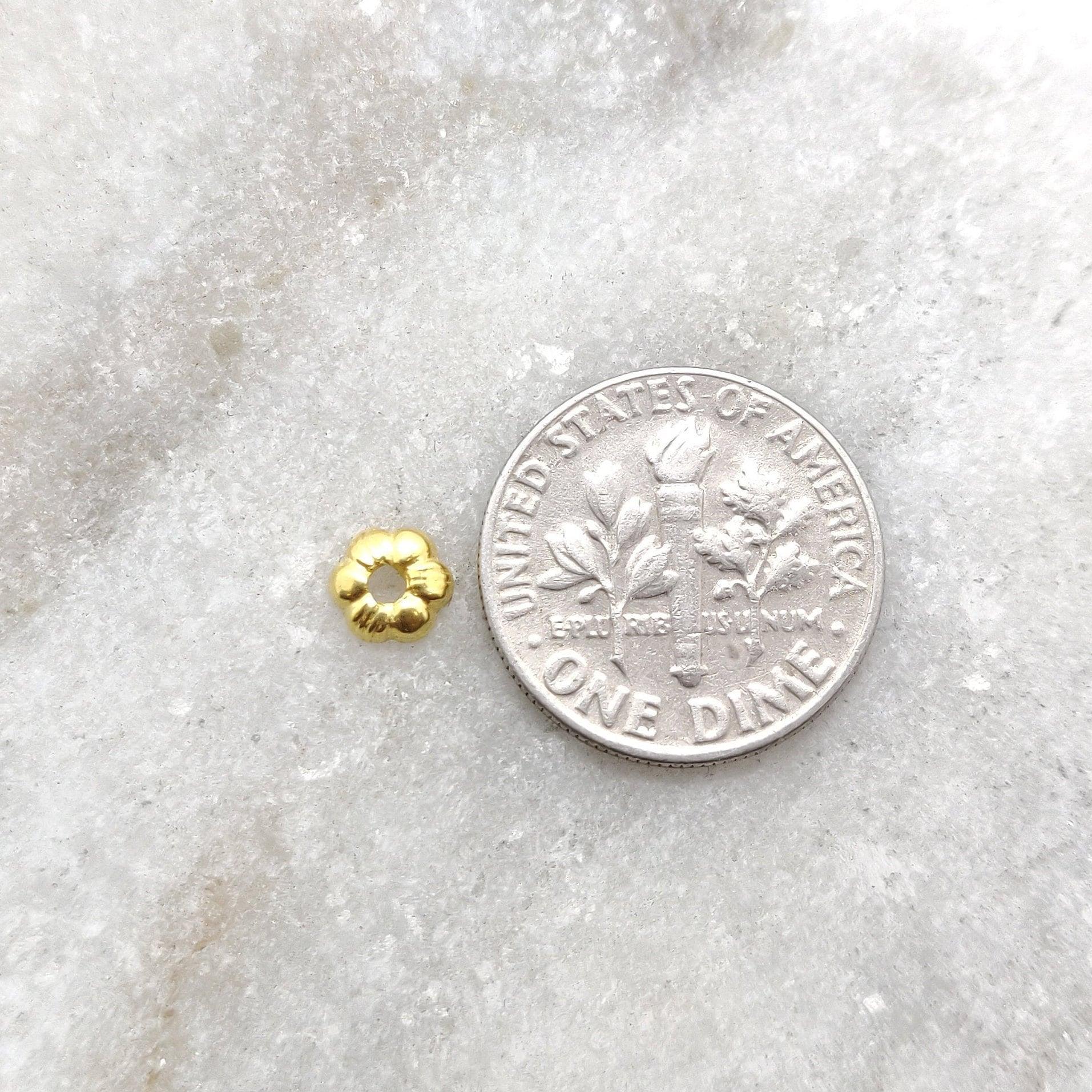 18k Solid Gold Daisy Spacer Finding Cap - Kanika Creations