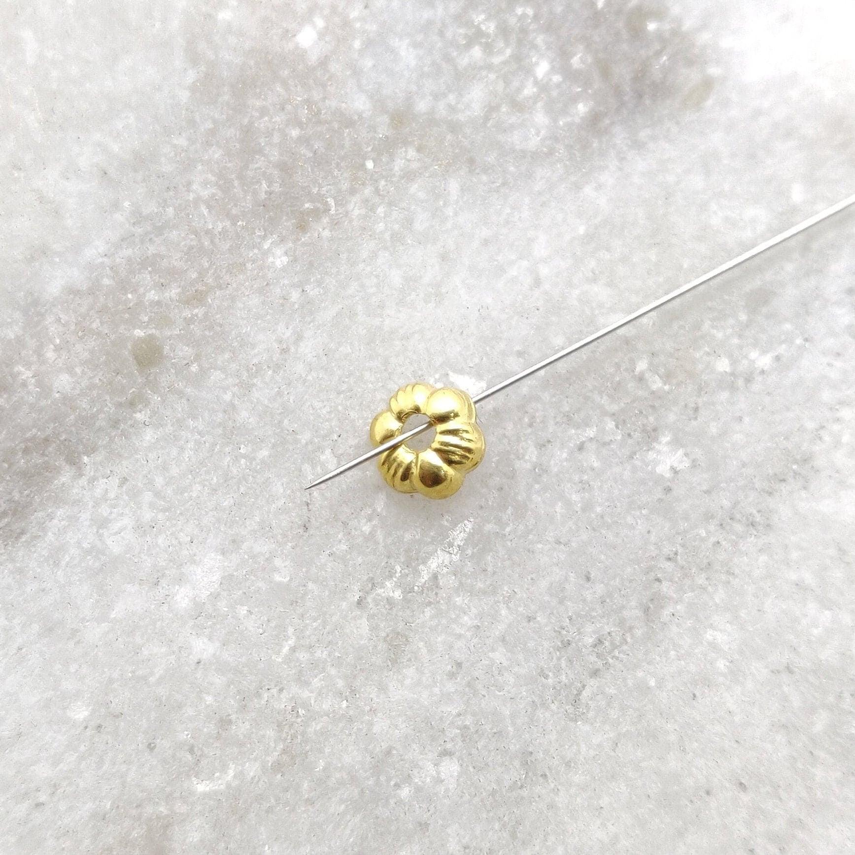 18k Solid Gold Daisy Spacer Finding Cap - Kanika Creations