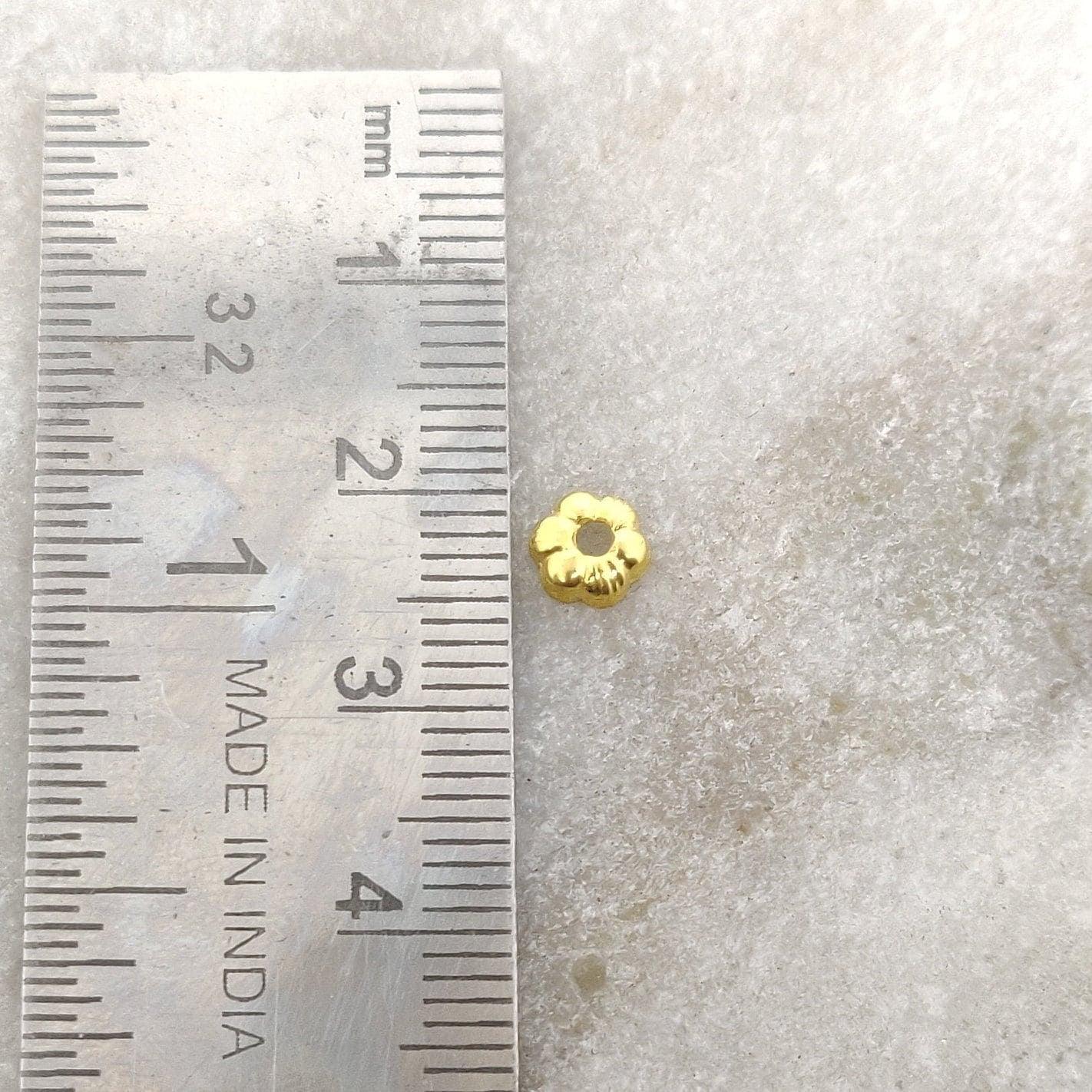 18k Solid Gold Daisy Spacer Finding Cap - Kanika Creations