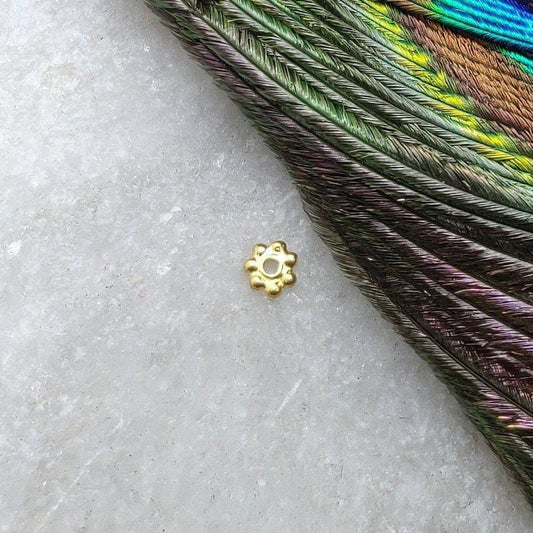 18k Yellow Gold Daisy Ball Spacer Beads Sold as 2 pcs - Kanika Creations