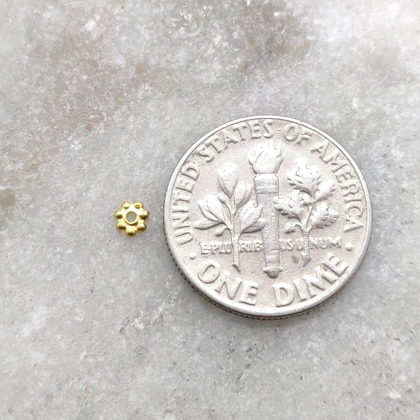 18k Yellow Gold Daisy Bali Spacer Beads Sold as 2 pcs - Kanika Creations