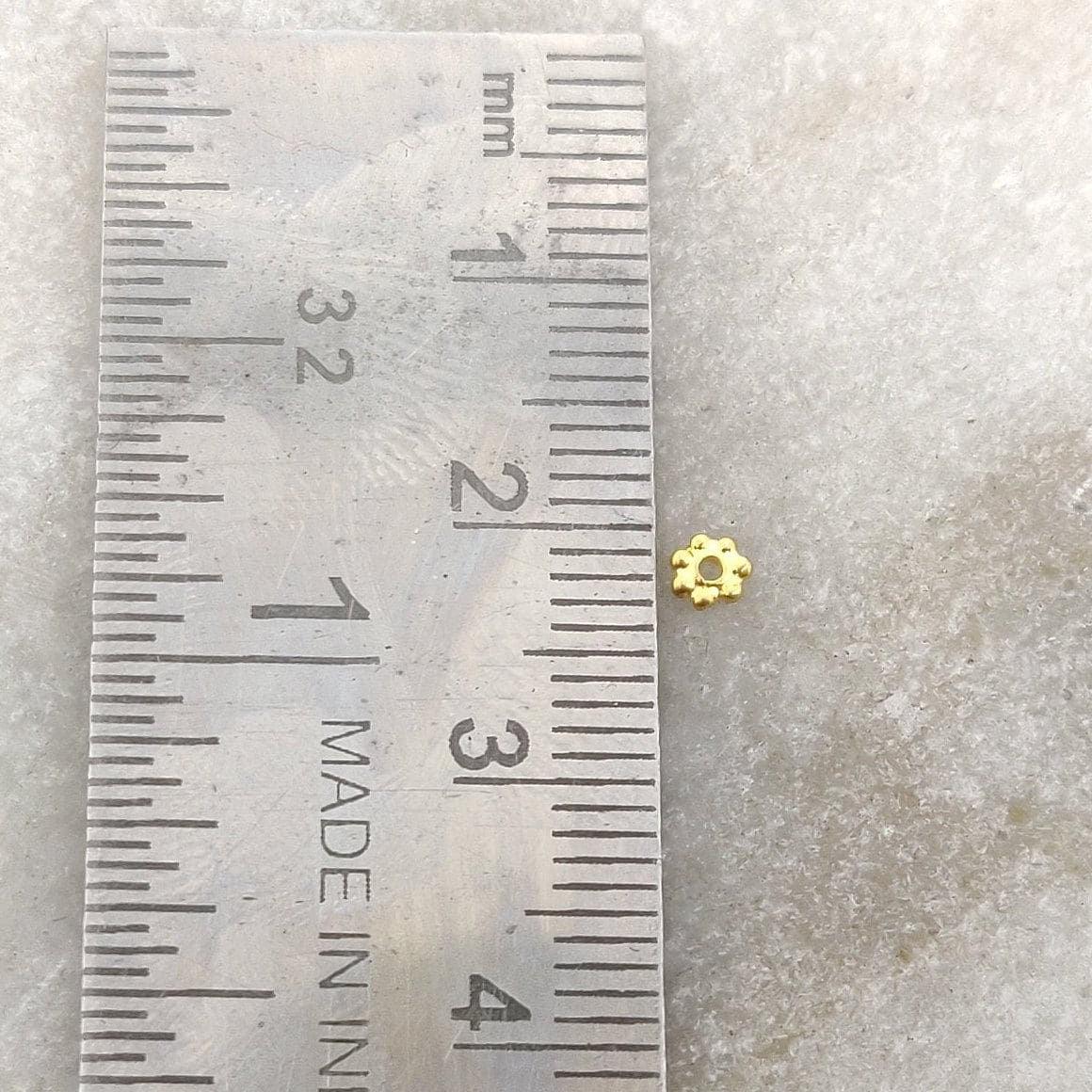18k Yellow Gold Daisy Ball Spacer Beads Sold as 2 pcs - Kanika Creations