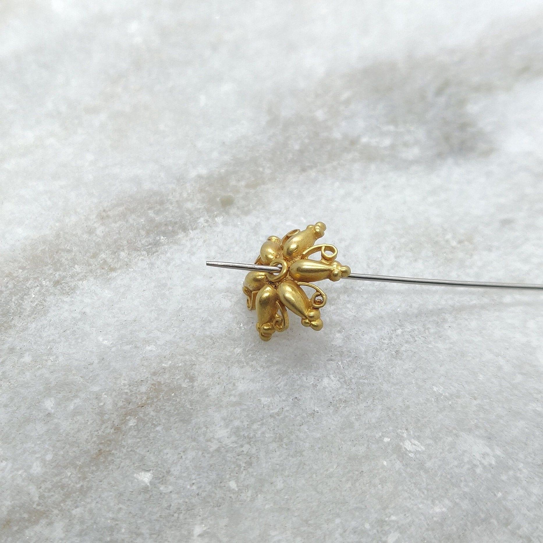 18k Gold Findings Beads Cap Spacer DIY Craft - Kanika Creations