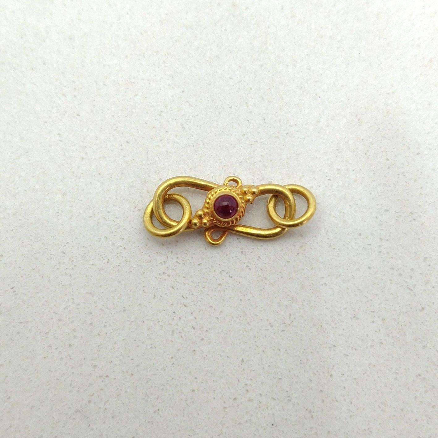 15X7mm 18k Yellow Gold Ruby S Hook Clasp Lock - Kanika Creations