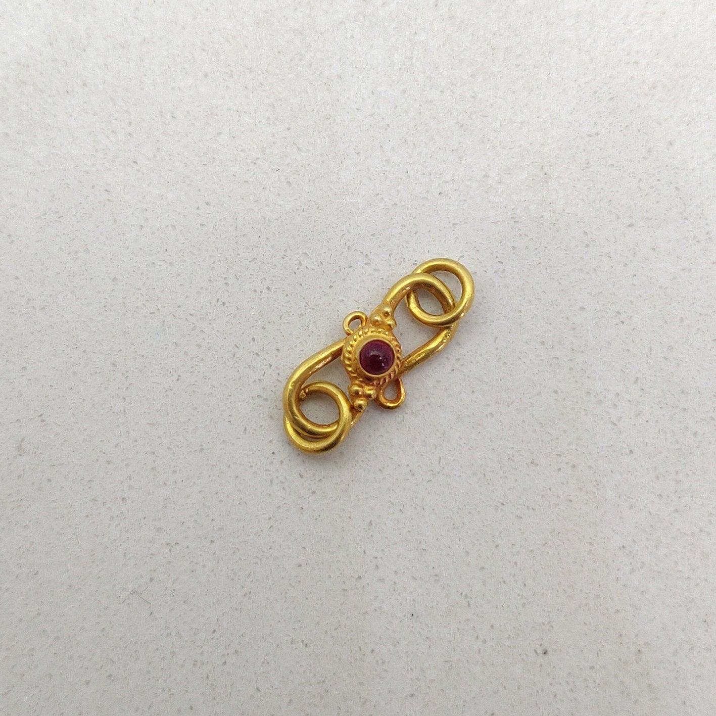 15X7mm 18k Yellow Gold Ruby S Hook Clasp Lock - Kanika Creations