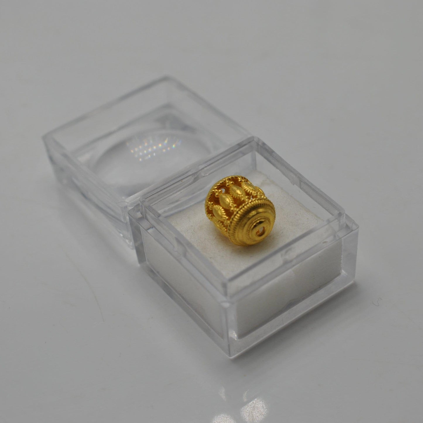 18k Gold Antique Carved Drum Spacer Beads Finding - Kanika Creations