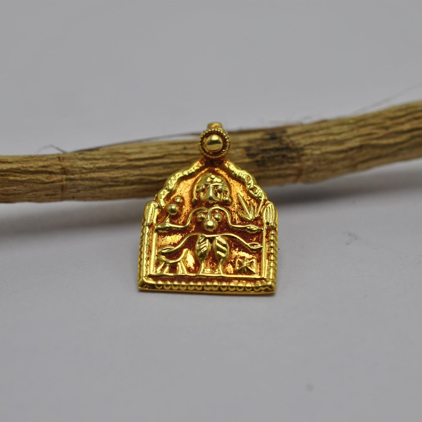 18k Solid Yellow Gold Indian Goddess Durga Pendant - Kanika Creations