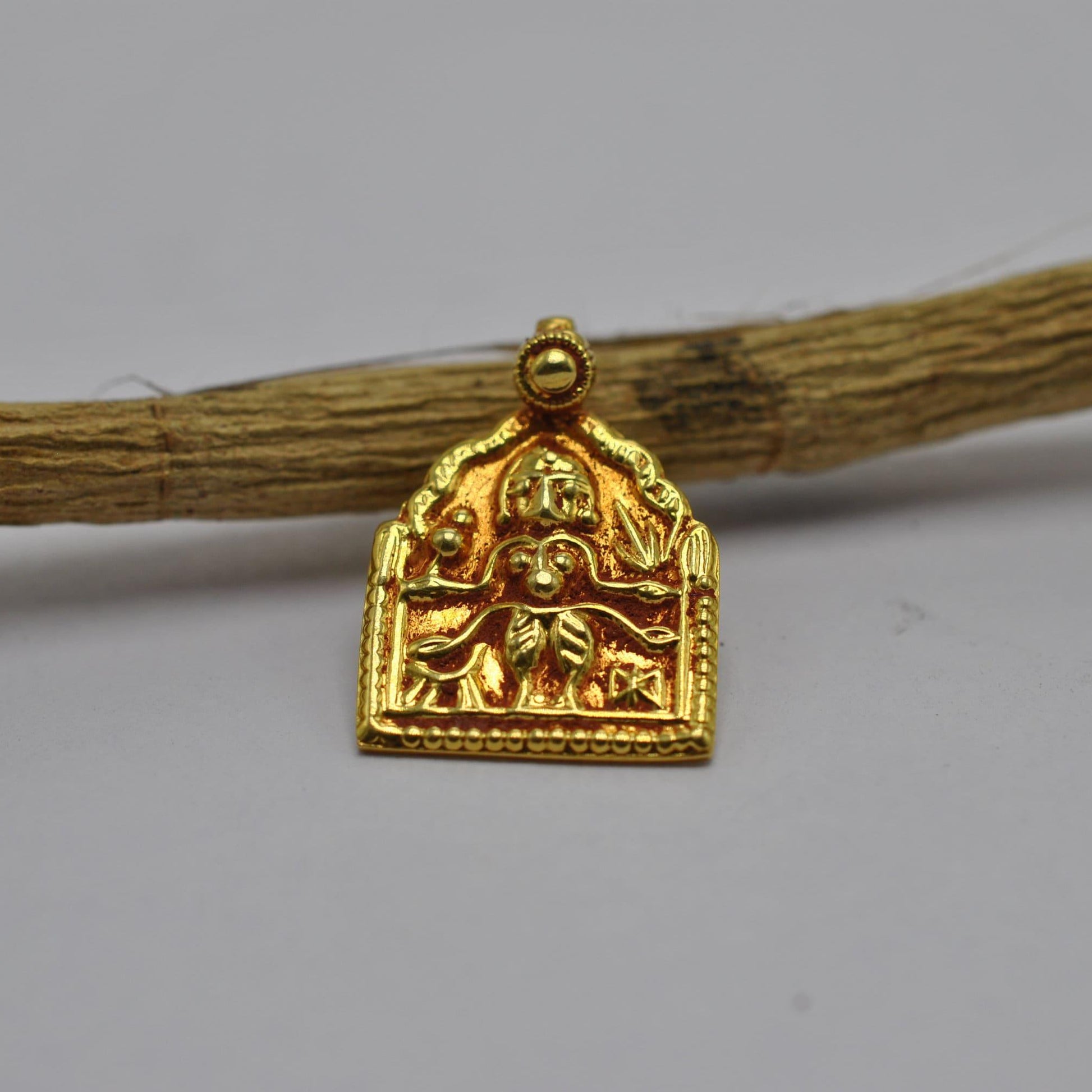 18k Solid Yellow Gold Indian Goddess Durga Pendant - Kanika Creations