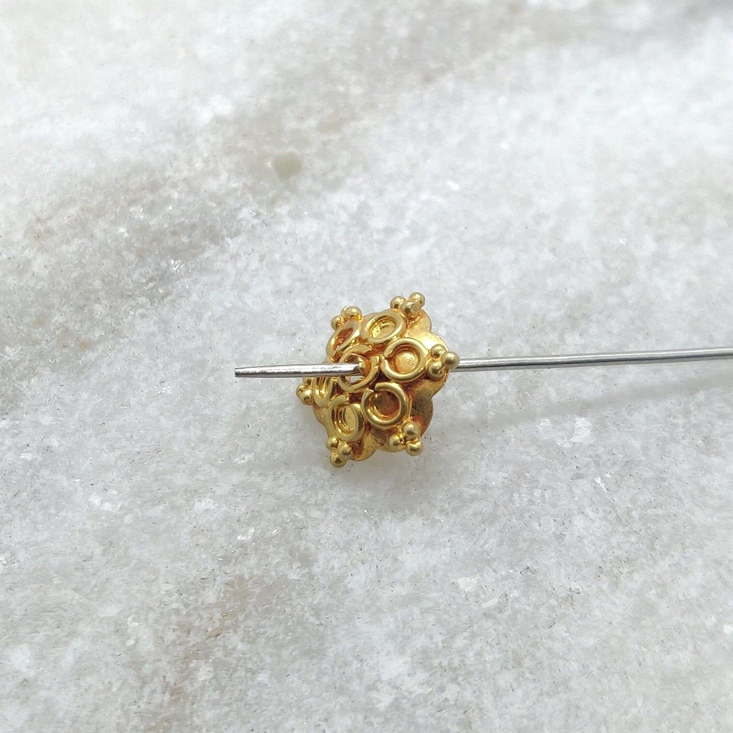 18k Solid Yellow Gold Spacer Bead Cap 2x8.5mm - Kanika Creations