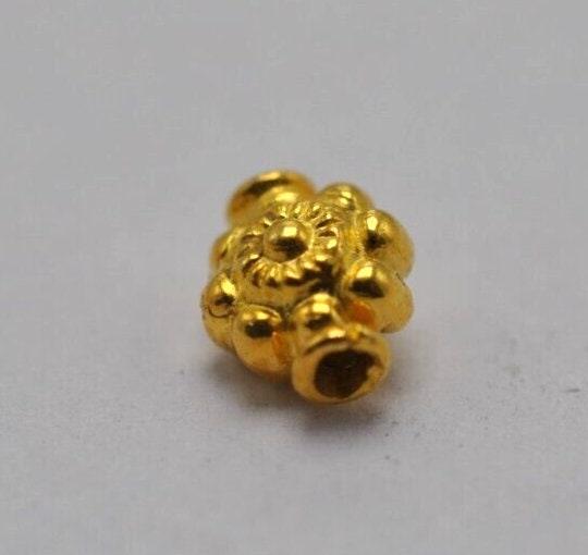 Handmade 18k Gold Engraved Design Fancy Spacer Beads 6mm - Kanika Creations