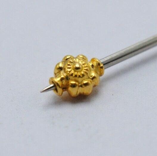 Handmade 18k Gold Engraved Design Fancy Spacer Beads 6mm - Kanika Creations