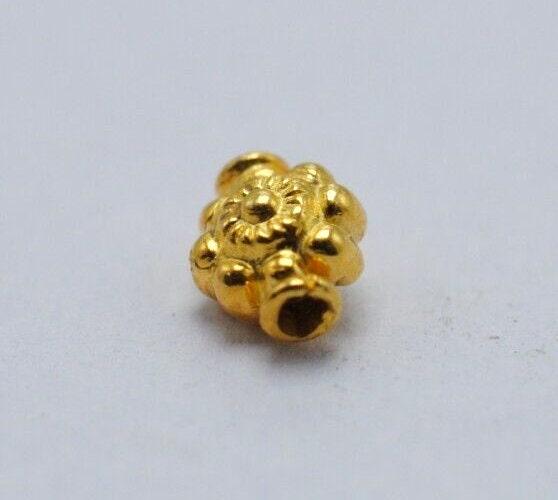 Handmade 18k Gold Engraved Design Fancy Spacer Beads 6mm - Kanika Creations