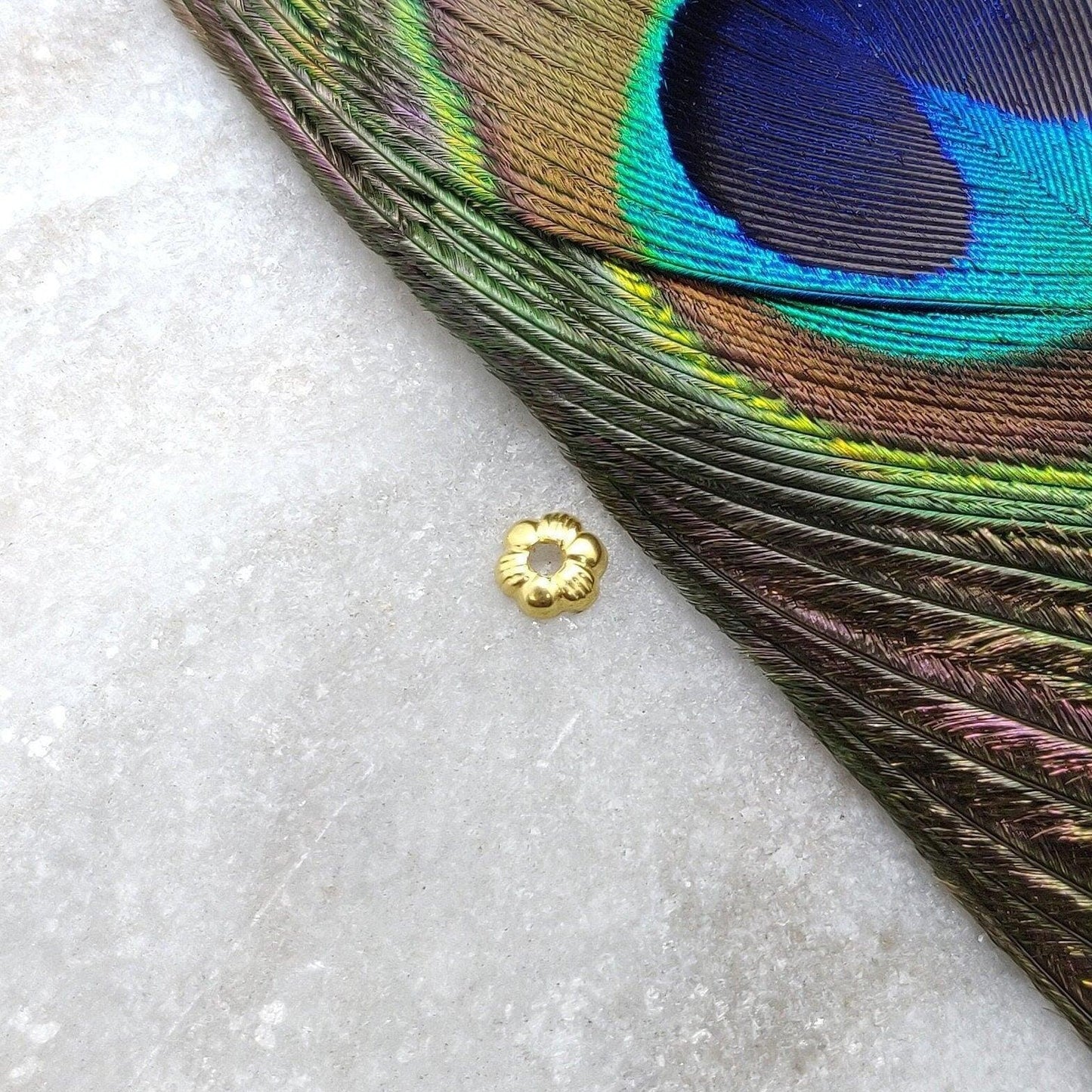 18k Solid Gold Daisy Spacer Finding Cap - Kanika Creations