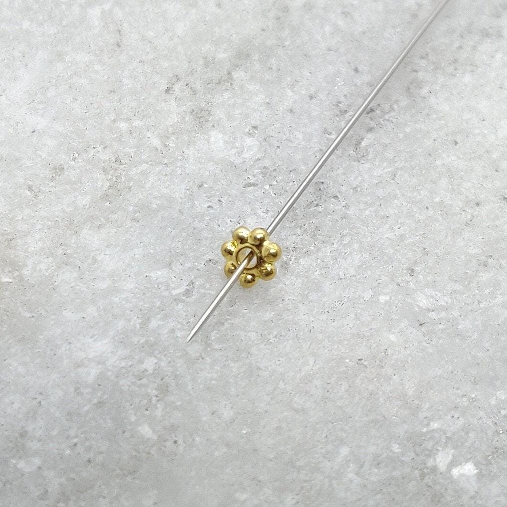18k Yellow Gold Daisy Ball Spacer Beads Sold as 2 pcs - Kanika Creations