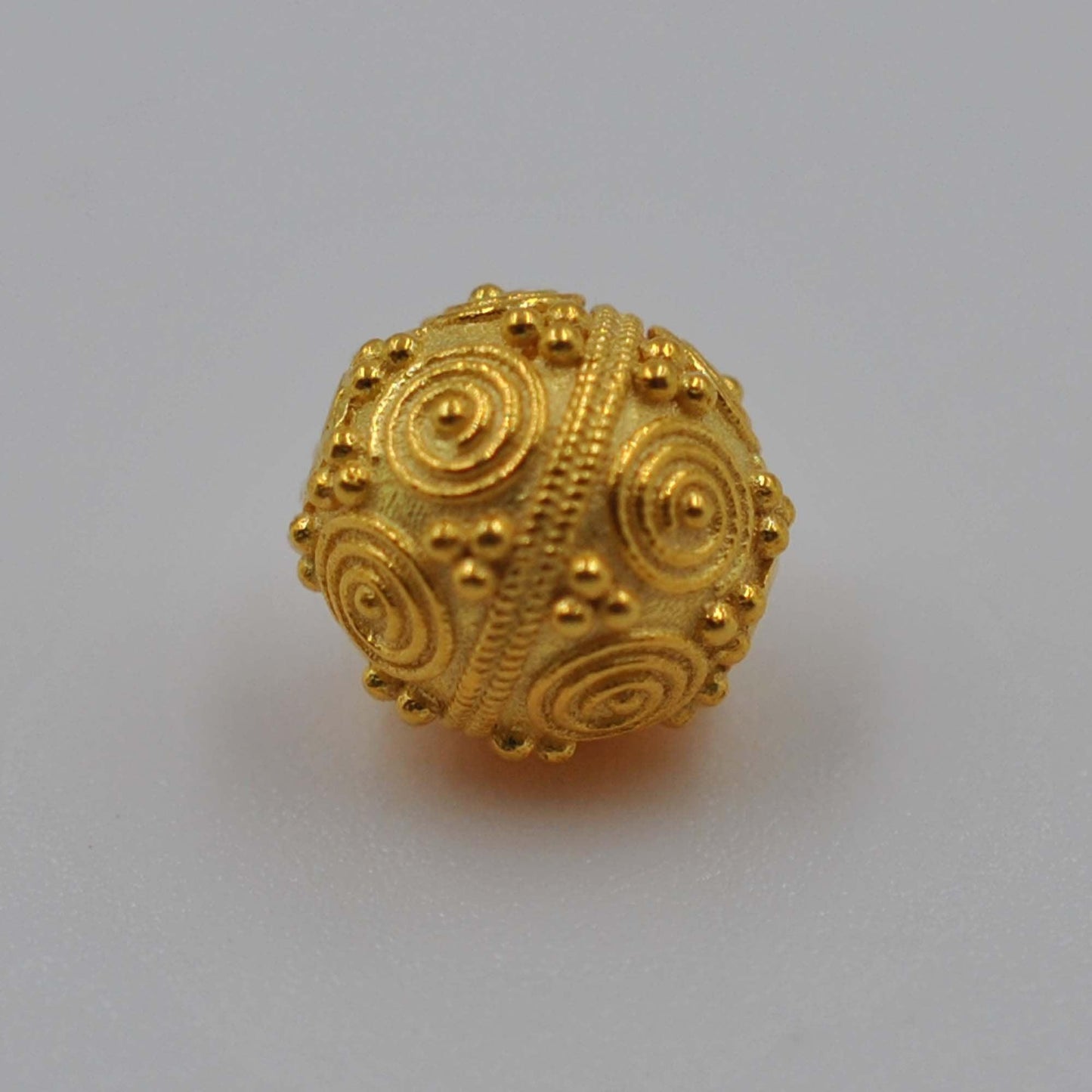 18k Yellow Gold Textured Sphere Ball Beads Finding - Kanika Creations