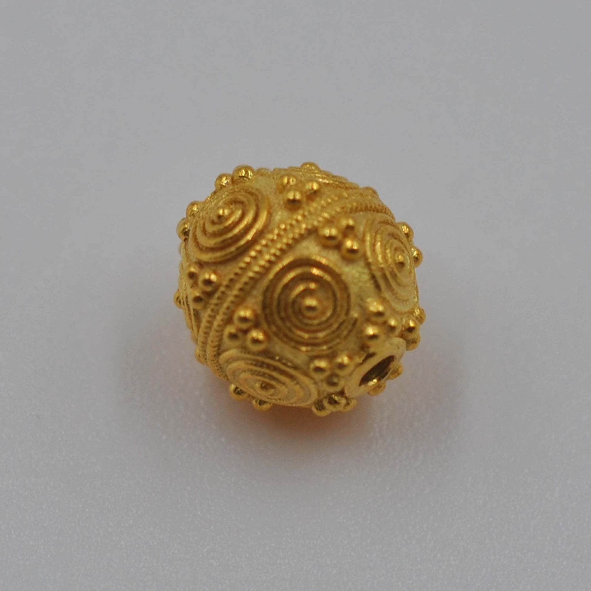 18k Yellow Gold Textured Sphere Ball Beads Finding - Kanika Creations