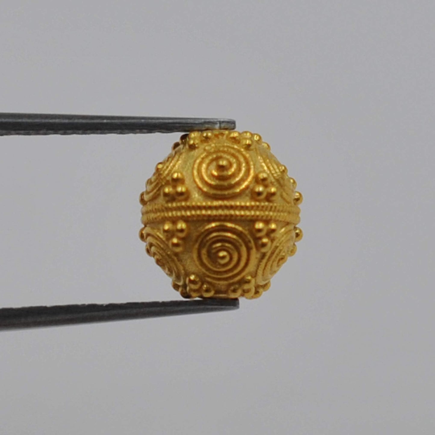 18k Yellow Gold Textured Sphere Ball Beads Finding - Kanika Creations
