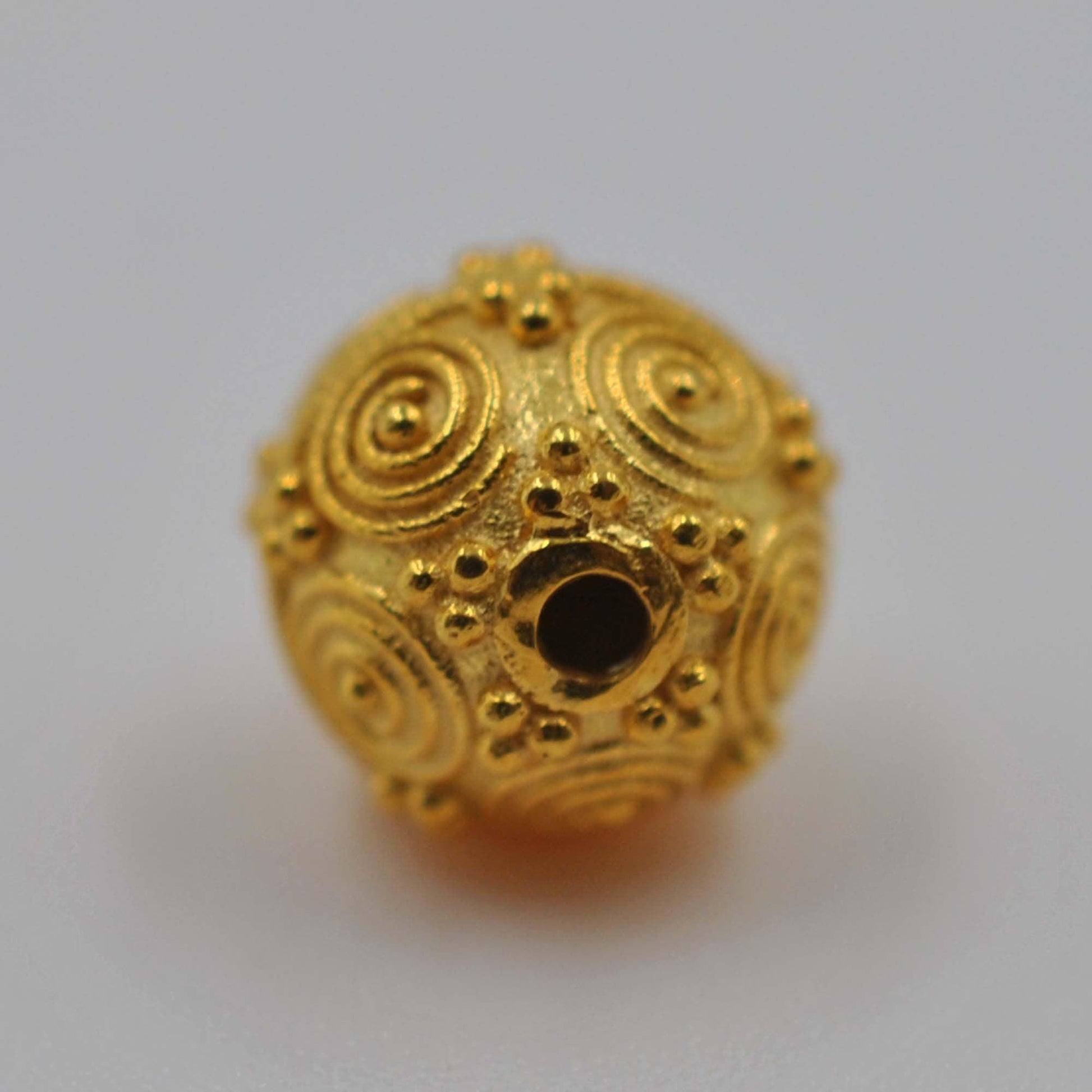 18k Yellow Gold Textured Sphere Ball Beads Finding - Kanika Creations