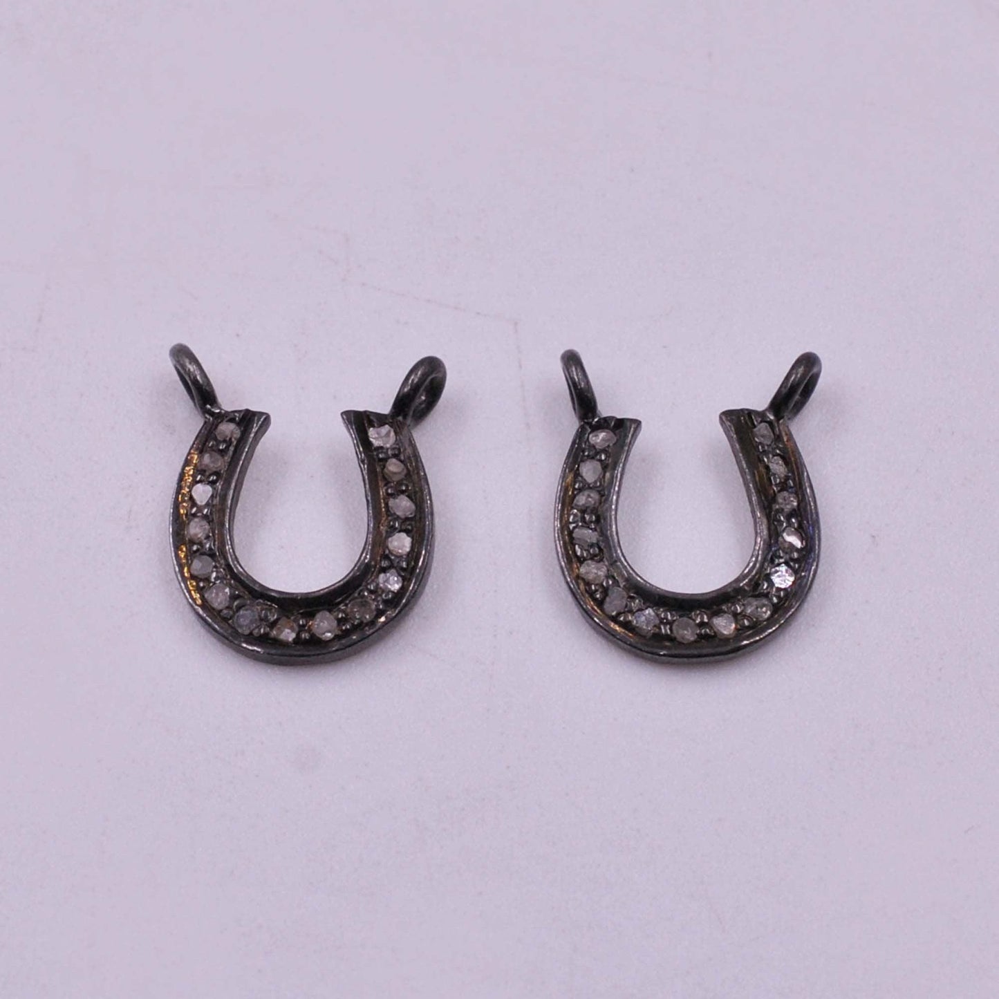 925 Sterling Silver Pave Diamond Charms Connector - Kanika Creations