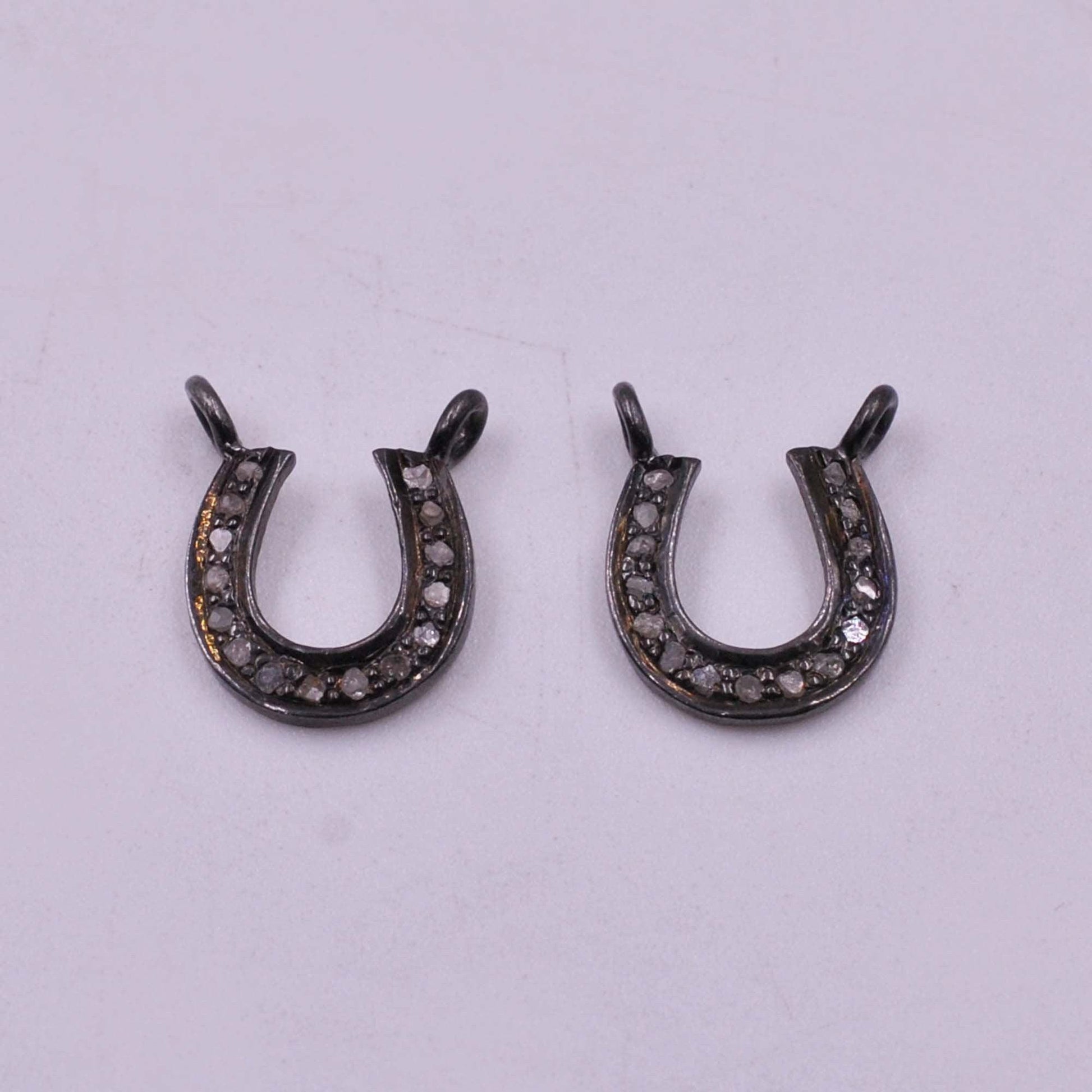 925 Sterling Silver Pave Diamond Charms Connector - Kanika Creations