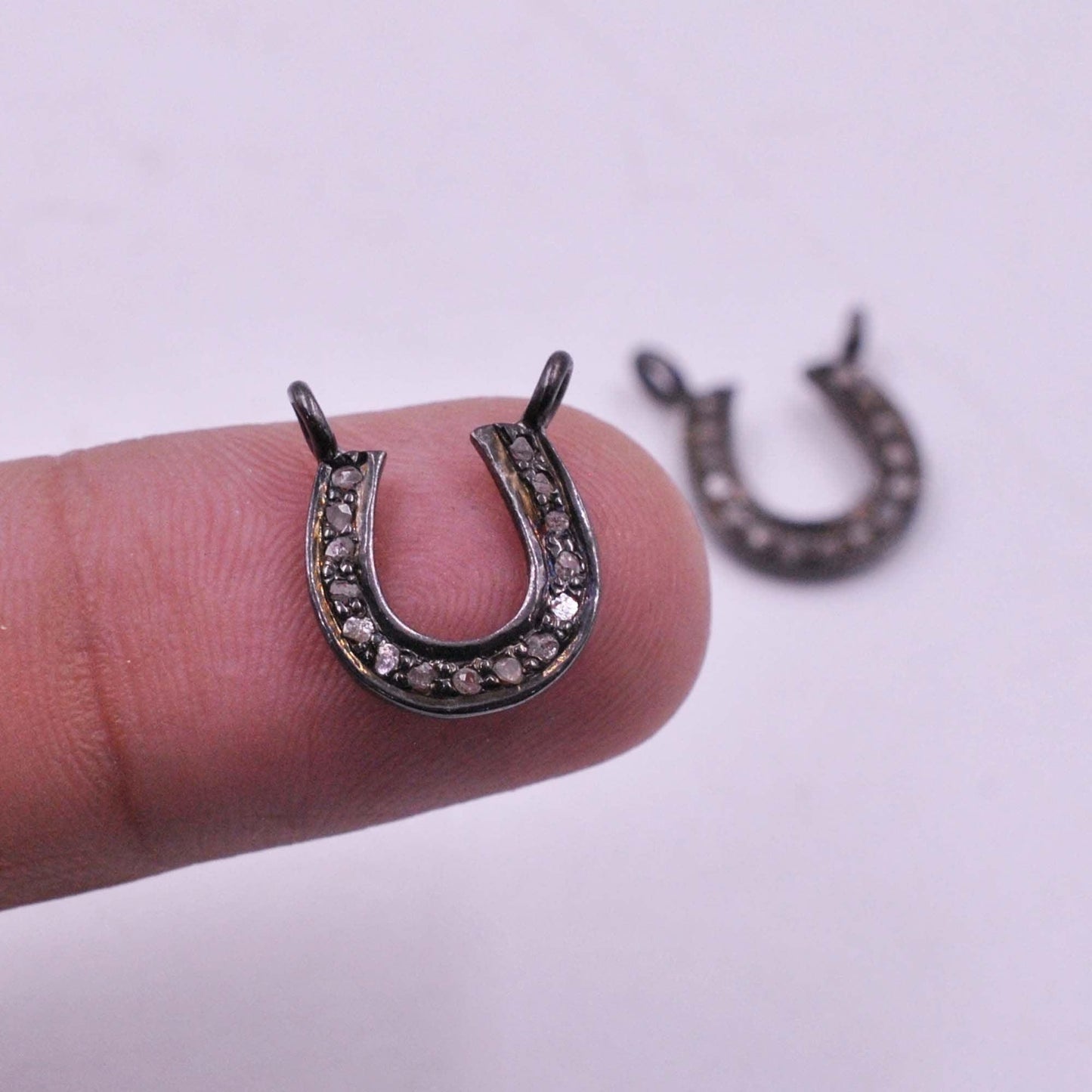 925 Sterling Silver Pave Diamond Charms Connector - Kanika Creations