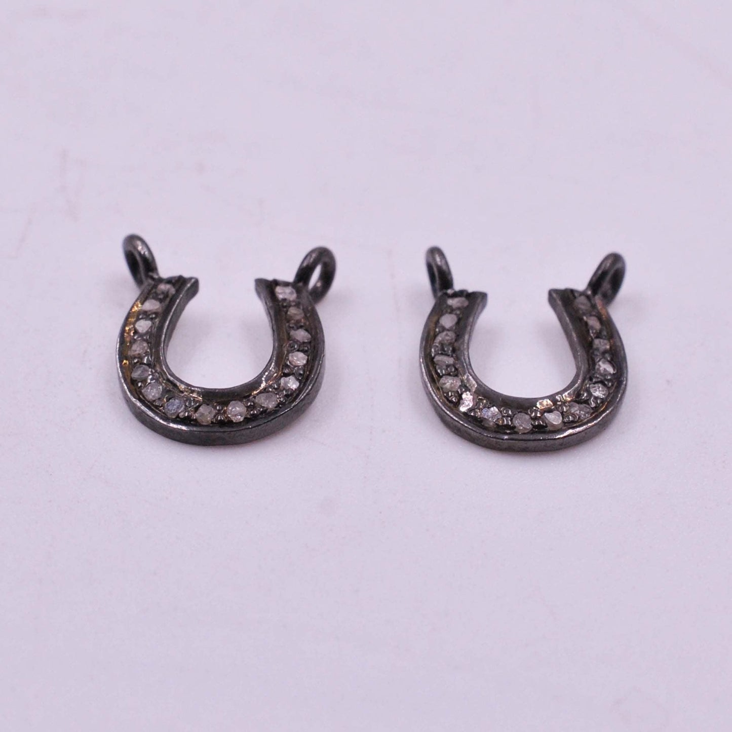 925 Sterling Silver Pave Diamond Charms Connector - Kanika Creations