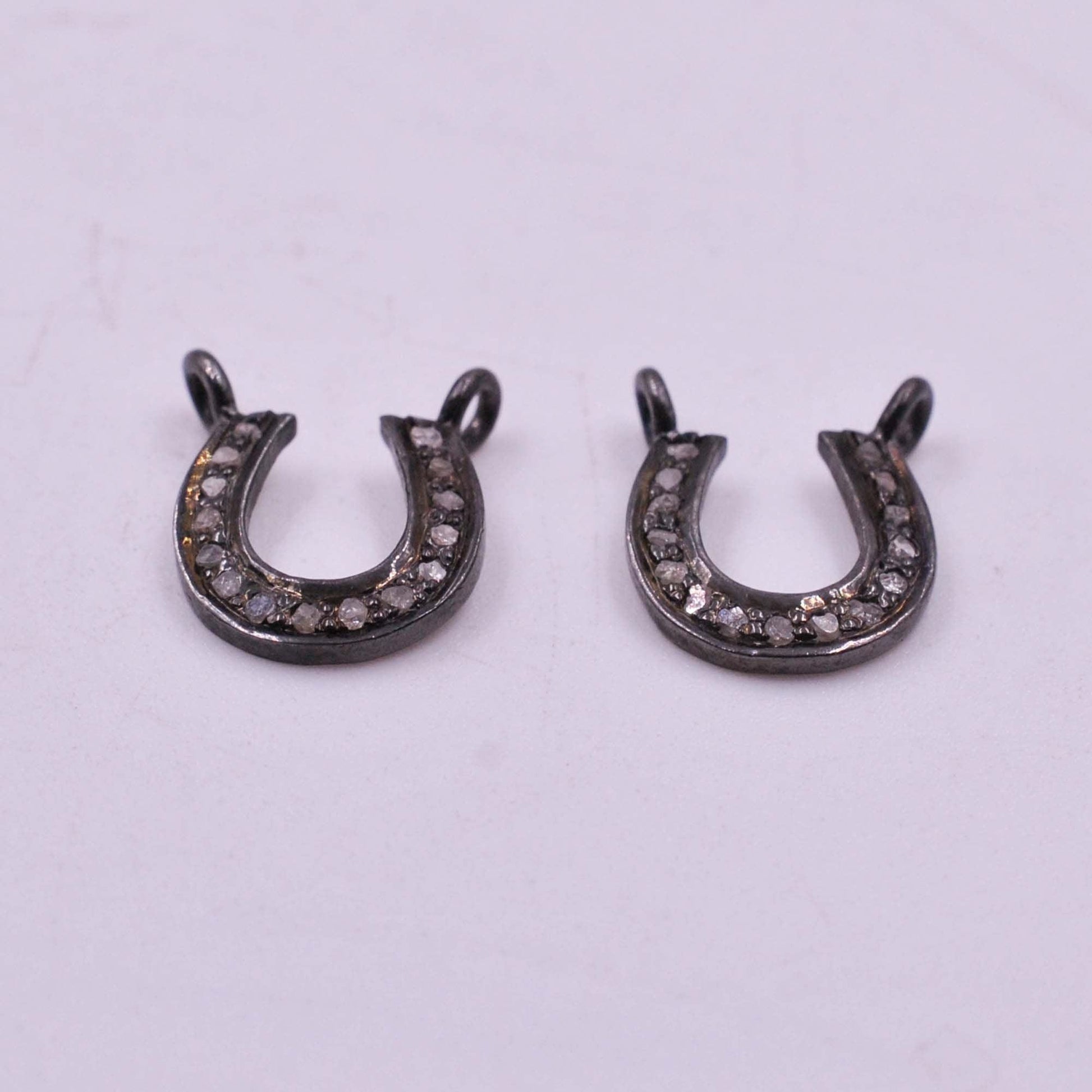 925 Sterling Silver Pave Diamond Charms Connector - Kanika Creations