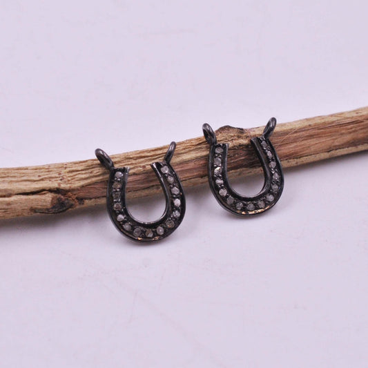 925 Sterling Silver Pave Diamond Charms Connector - Kanika Creations