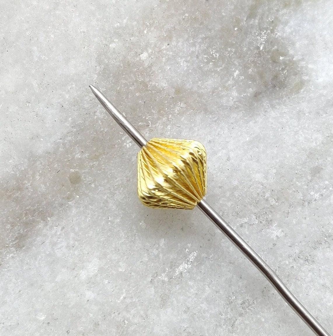 18K Solid Gold Flutted Bicon Spacer Beads Findings - Kanika Creations