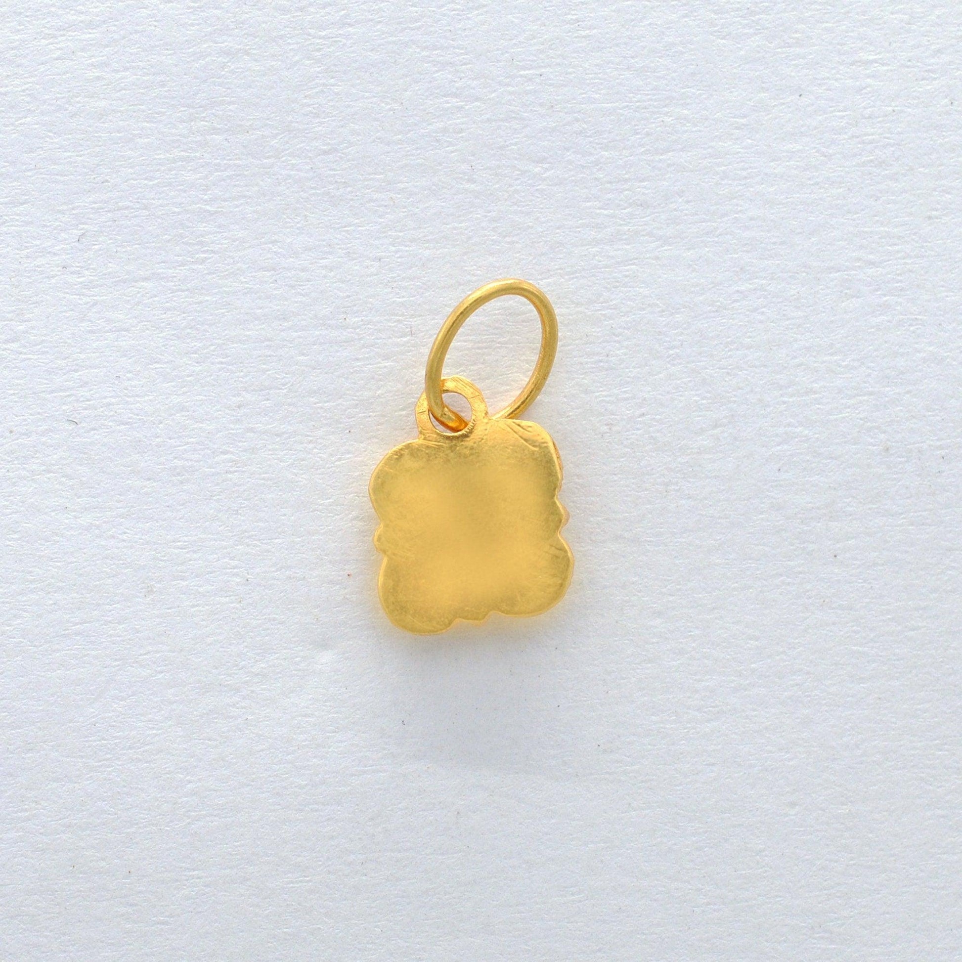 18K Solid Yellow Gold Blue Sapphire Charm Pendant 8.5mm - Kanika Creations