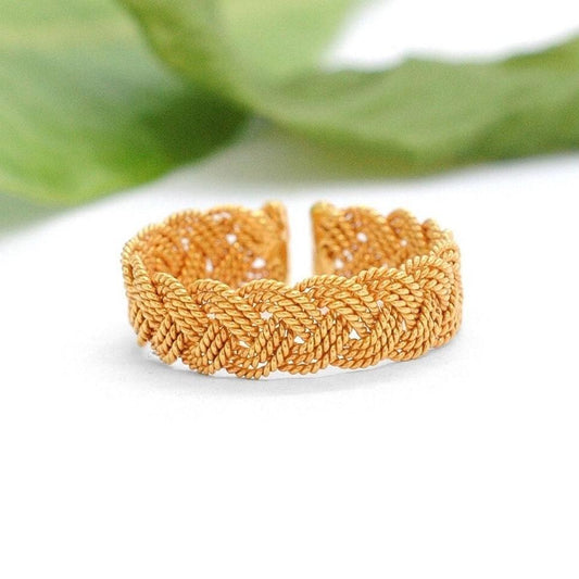 18k Solid Yellow Gold Adjustable Eternity Band Ring - Kanika Creations