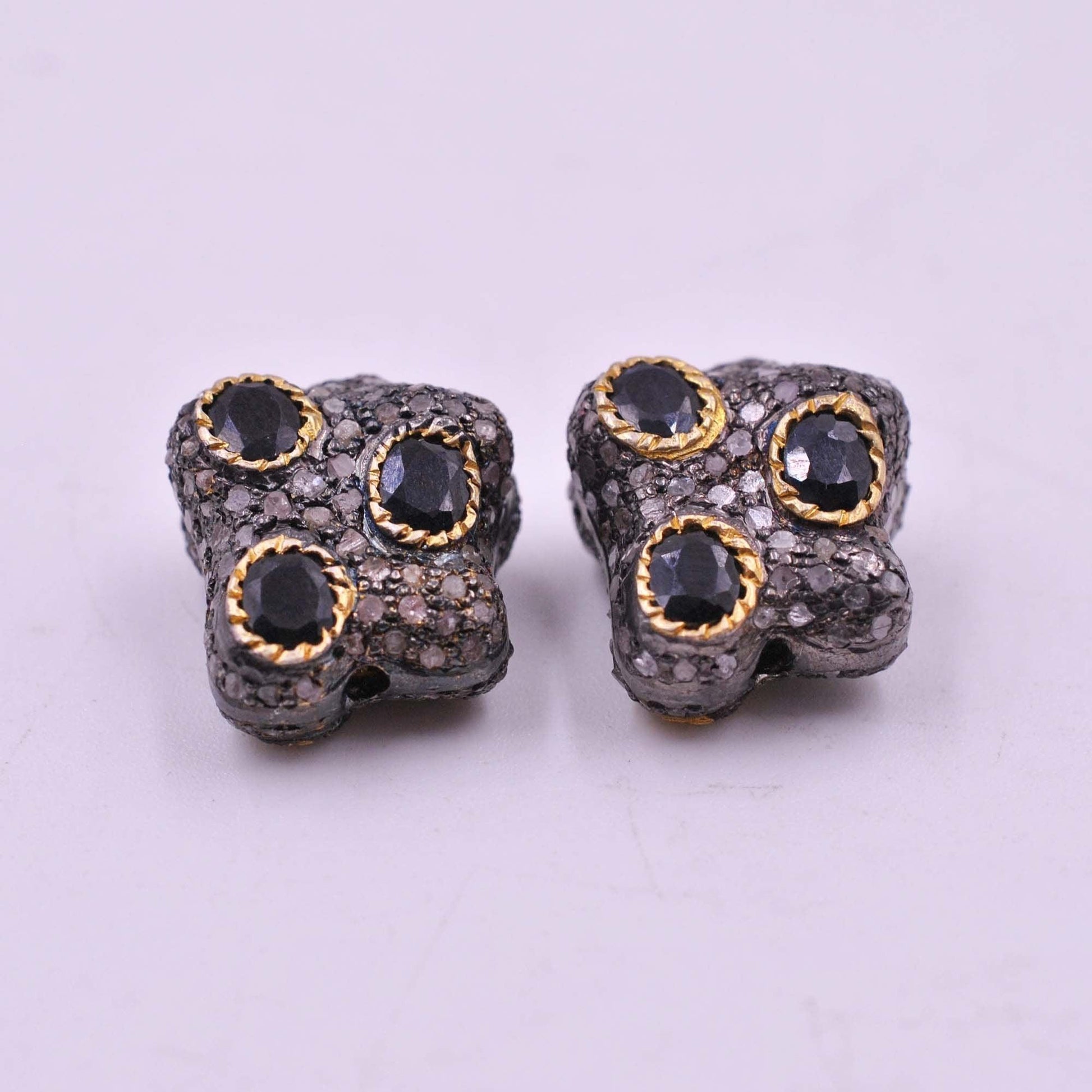 Sterling Silver Pave Diamond & Multi-Gemstone Beads - Kanika Creations
