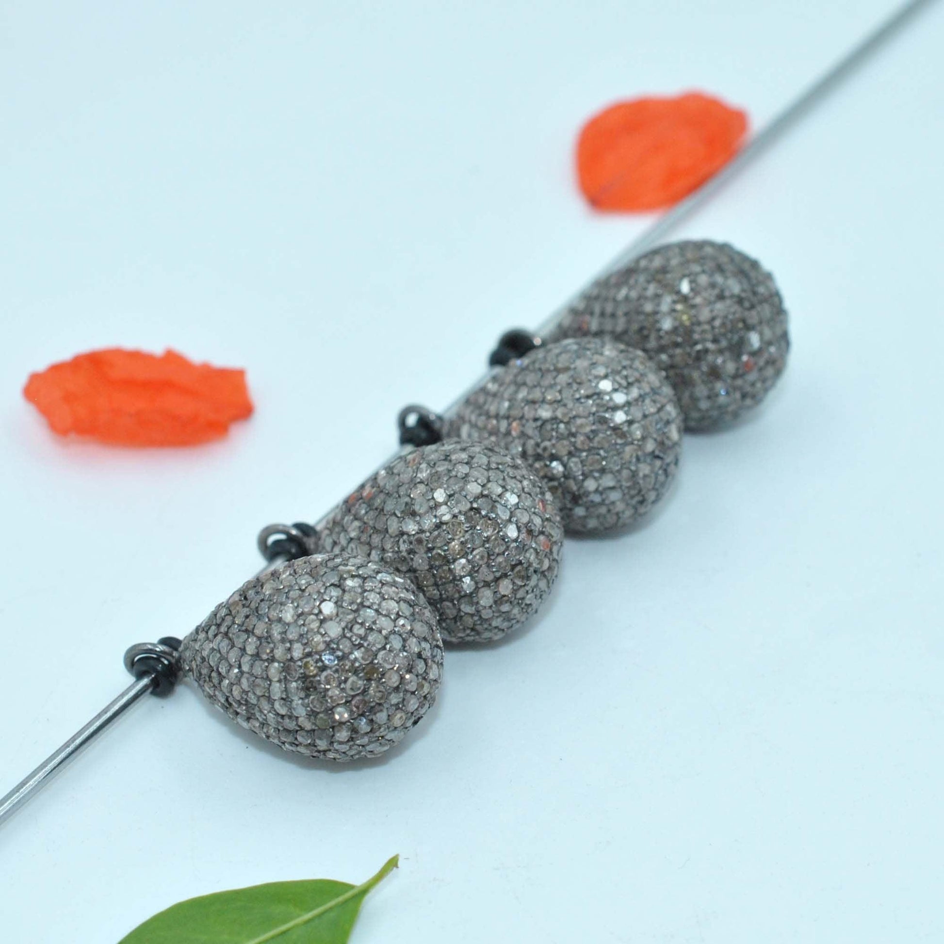 925 Sterling Silver Pave Diamond Teardrop Charm - Kanika Creations