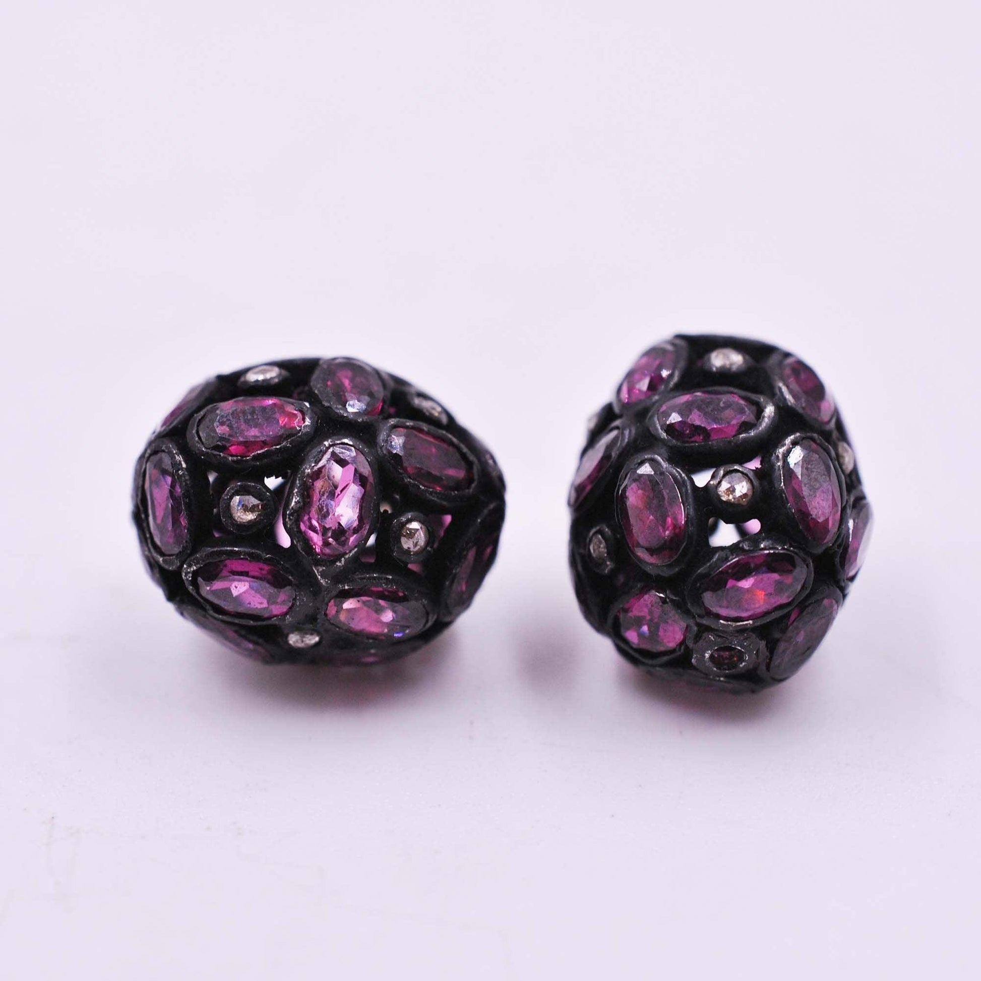 925 Sterling Silver Rhodolite Oxidized Beads Finding - Kanika Creations