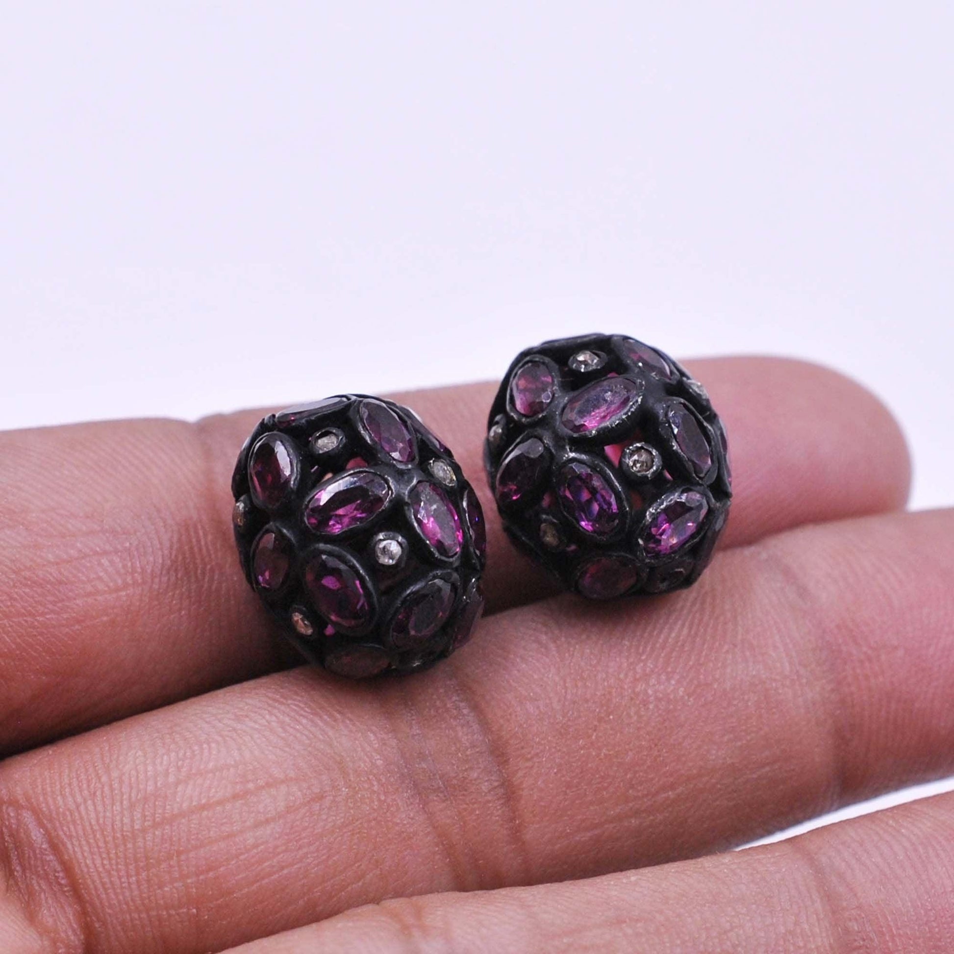 925 Sterling Silver Rhodolite Oxidized Beads Finding - Kanika Creations