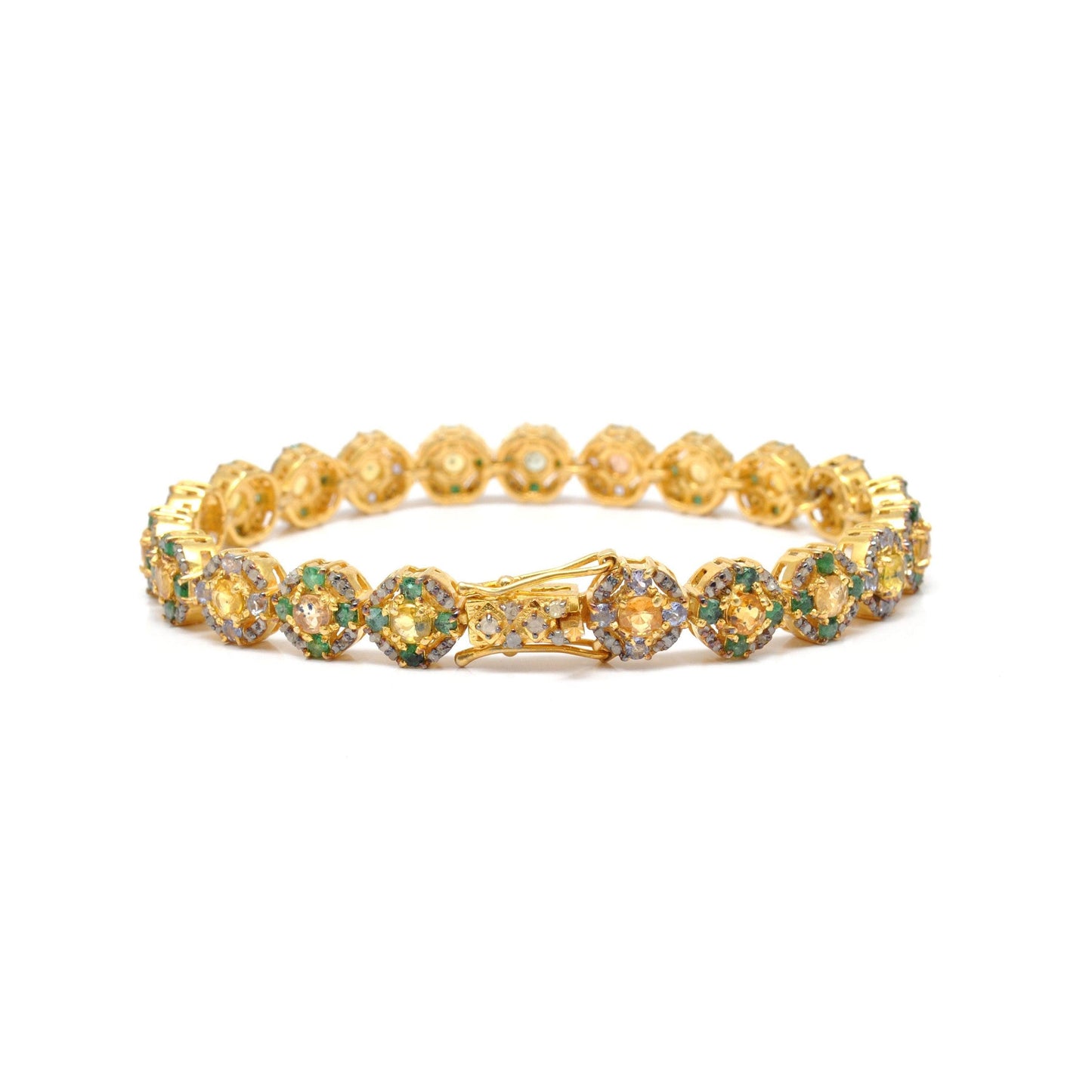 Victorian Diamond Multi Stone Silver Bracelet - Kanika Creations