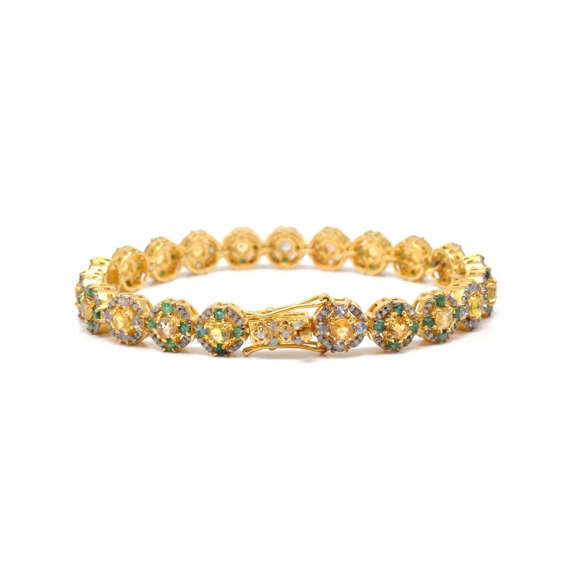 Victorian Diamond Multi Stone Silver Bracelet - Kanika Creations