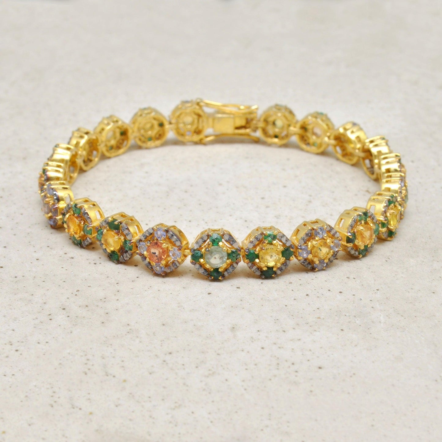 Victorian Diamond Multi Stone Silver Bracelet - Kanika Creations