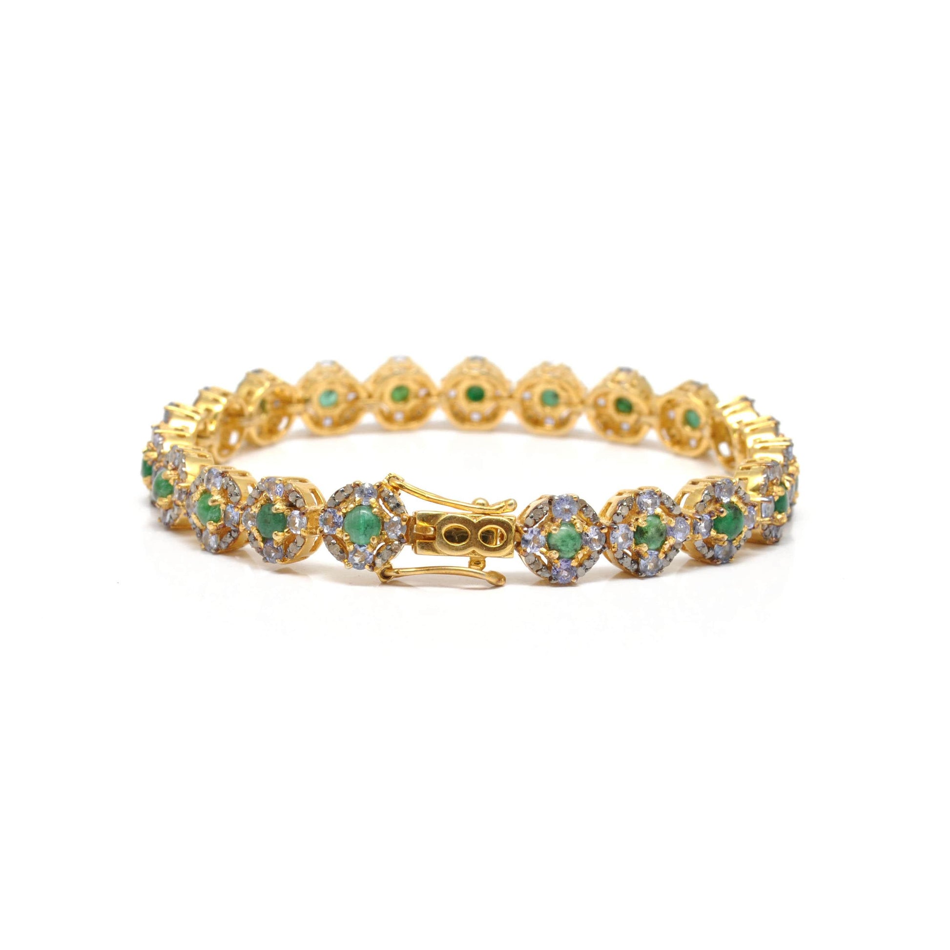 Victorian Emerald Diamond Bracelet Jewelry - Kanika Creations