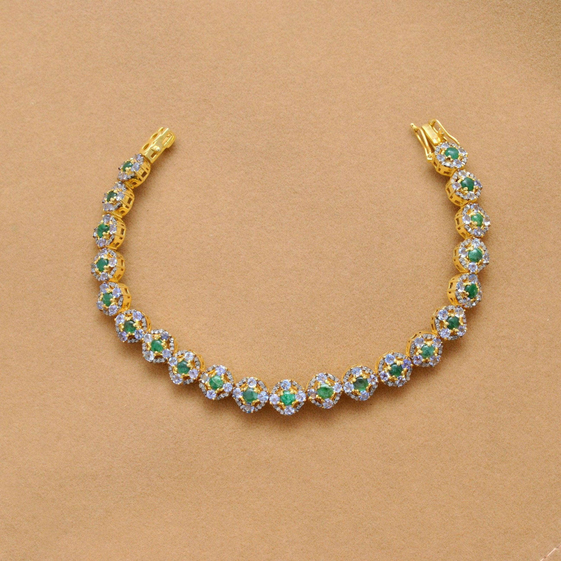 Victorian Emerald Diamond Bracelet Jewelry - Kanika Creations