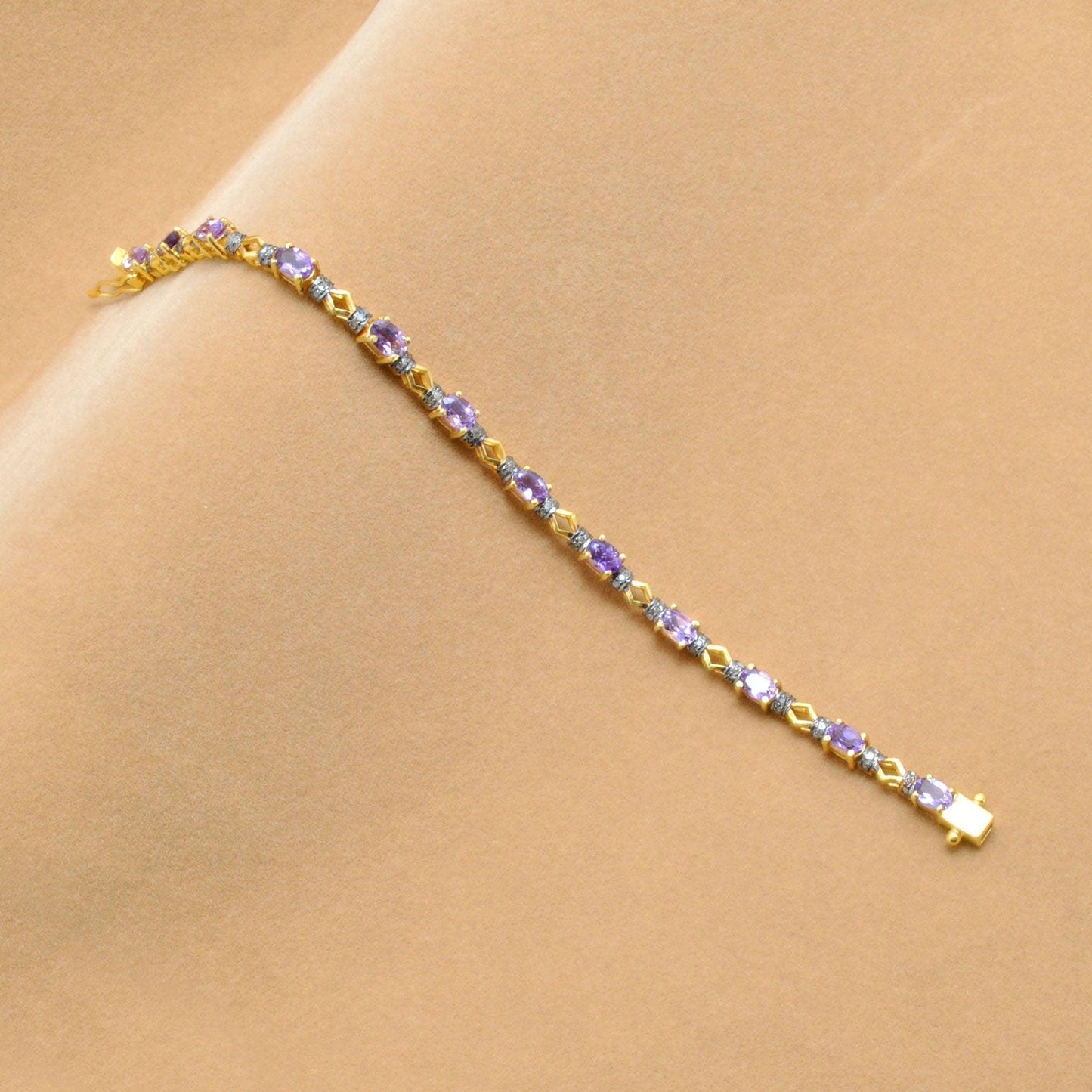Victorian Amethyst Silver Bracelet Diamond Jewelry - Kanika Creations