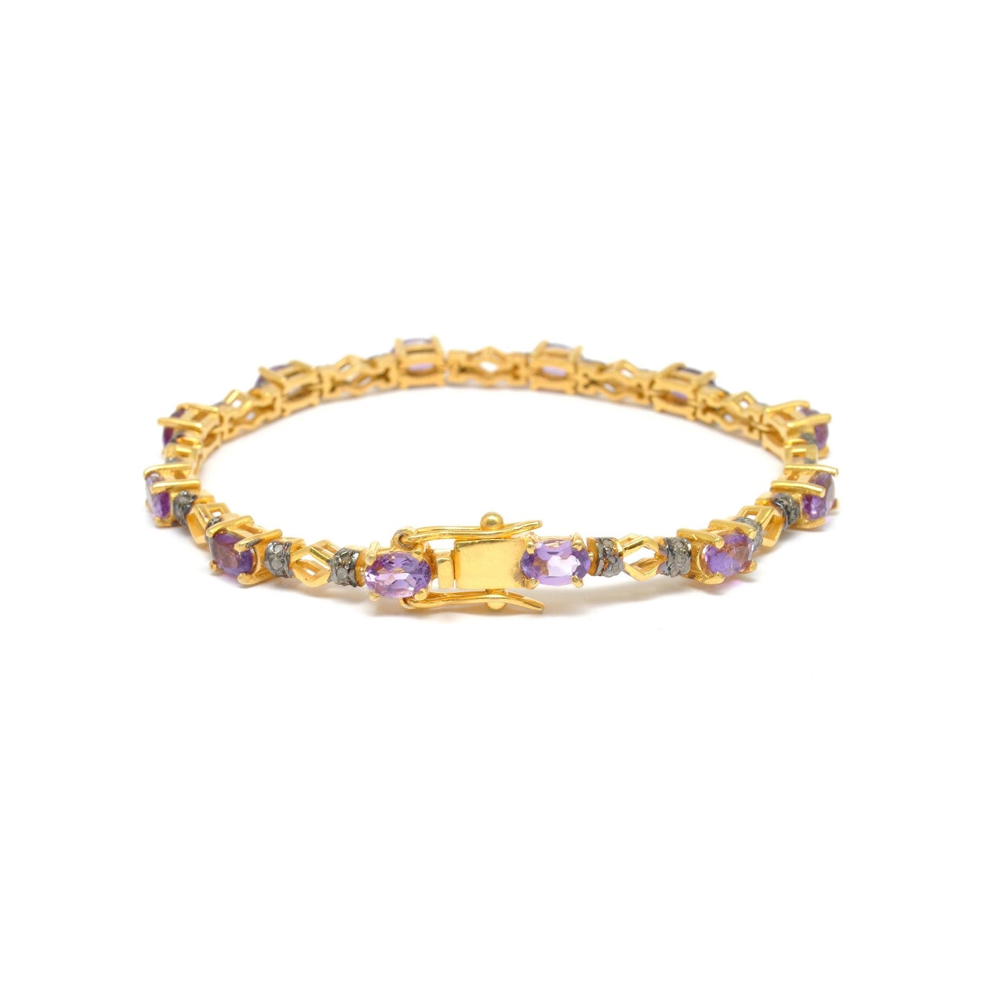 Victorian Amethyst Silver Bracelet Diamond Jewelry - Kanika Creations