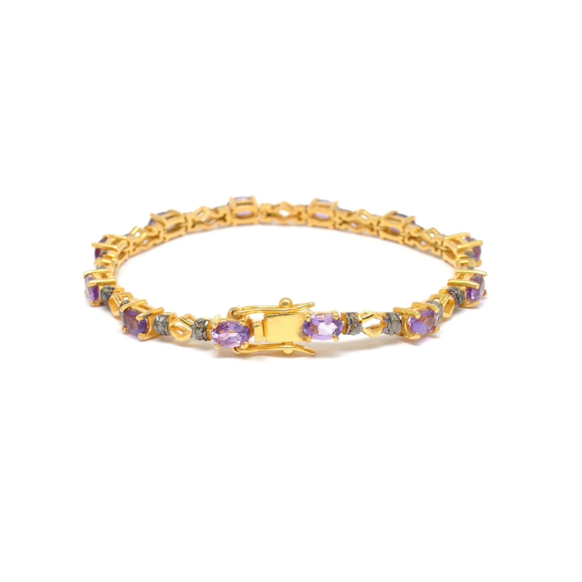 Victorian Amethyst Silver Bracelet Diamond Jewelry - Kanika Creations