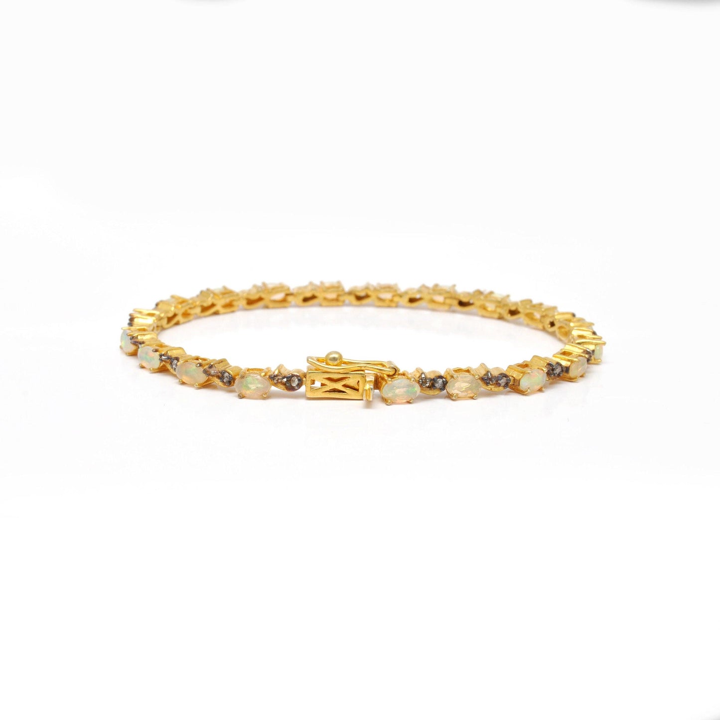 Opal Diamond Tennis Bracelet Bracelet Birthstone Jewelry - Kanika Creations