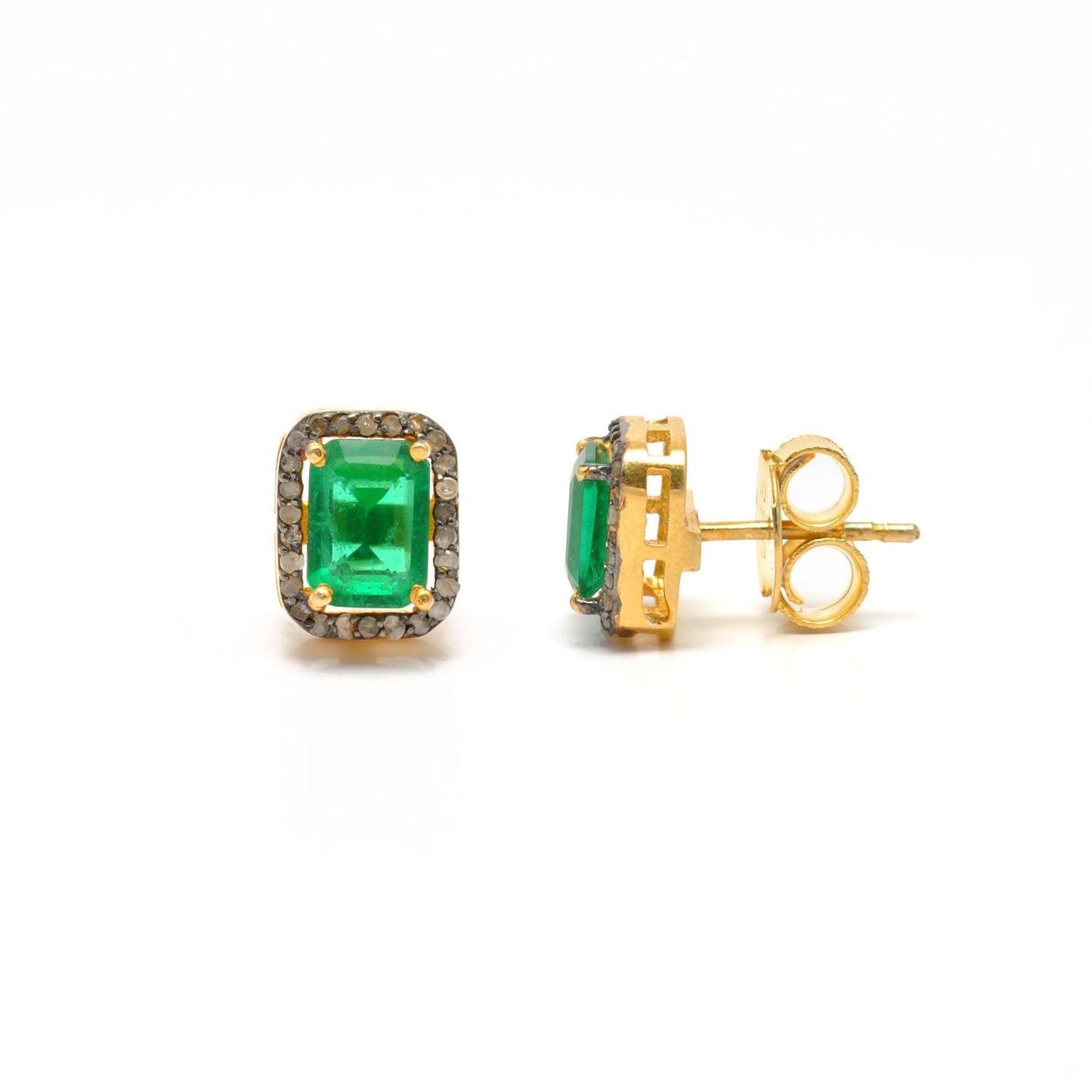 Emerald diamond studs Jewelry - Kanika Creations